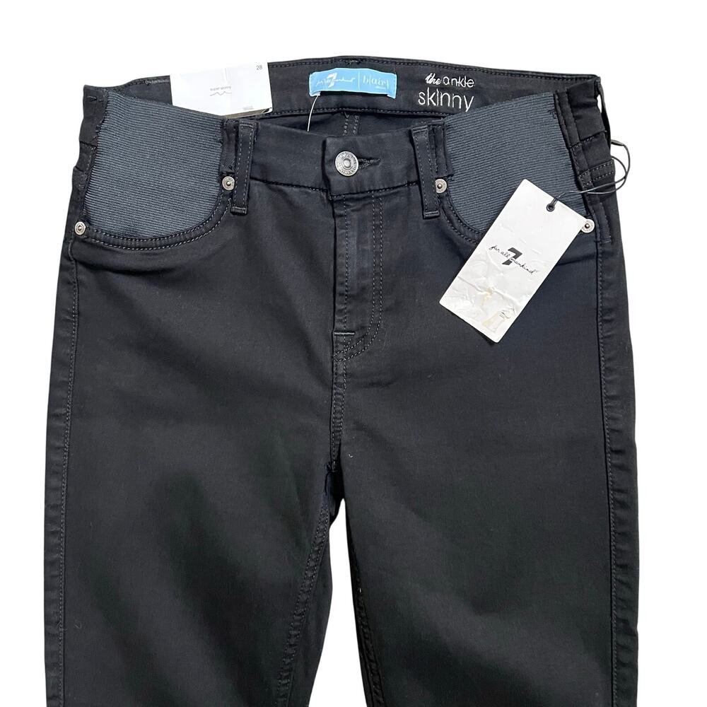 7 For All Mankind Ankle Skinny Jeans 28 Maternity Womens Bair Denim Black New - Picture 5 of 8